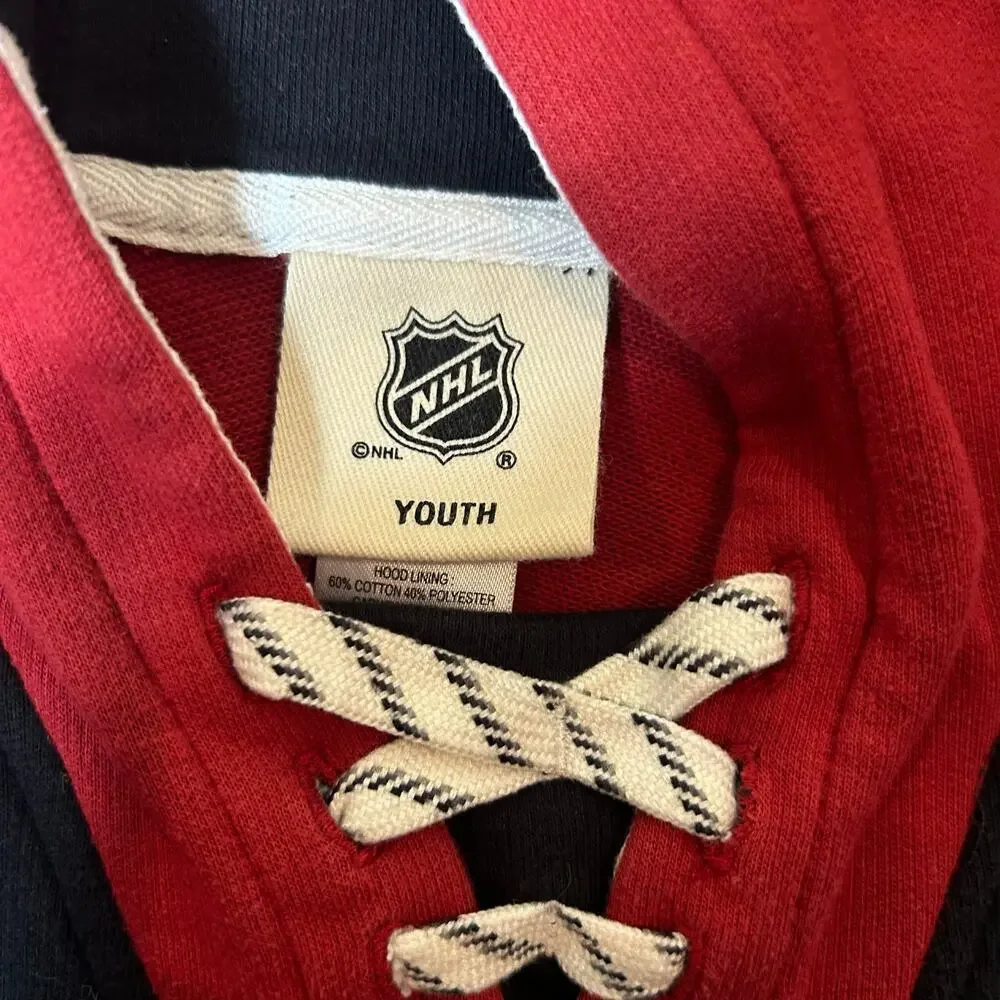 NHL Hoodie Boy XL 18-20 Black‎ Red Arizona Coyotes Stitched Lace Up Hoodie